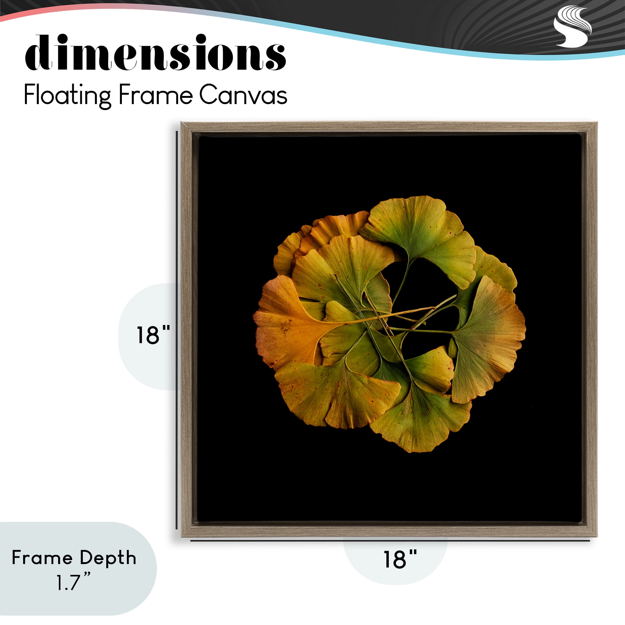 Stupell Industries Overlapping Ginkgo Leaves Brown Framed Floater Canvas Wall Art, design by Beth Adoette