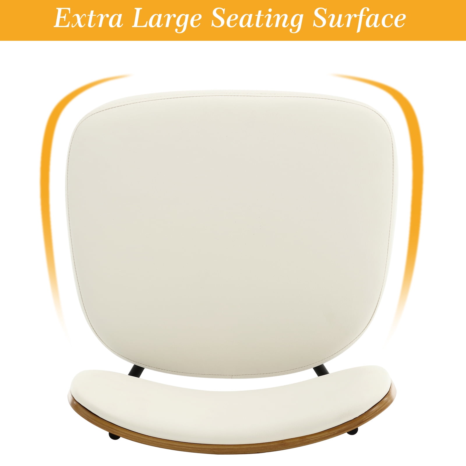 Swivel Counter Height Bar Stools, Set of 2, 29" Upholstered PU Leather Barstools with Back Wood Legs, Mid Century Modern Bar Chair Island Stool for Kitchen Counter, Cream White