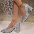 thumbnail image 5 of Silver Feminine Silver Rhinestone Sequined Pointed Toe High Heels Comfortable For Casual Plus Size Wear Pu, 5 of 9
