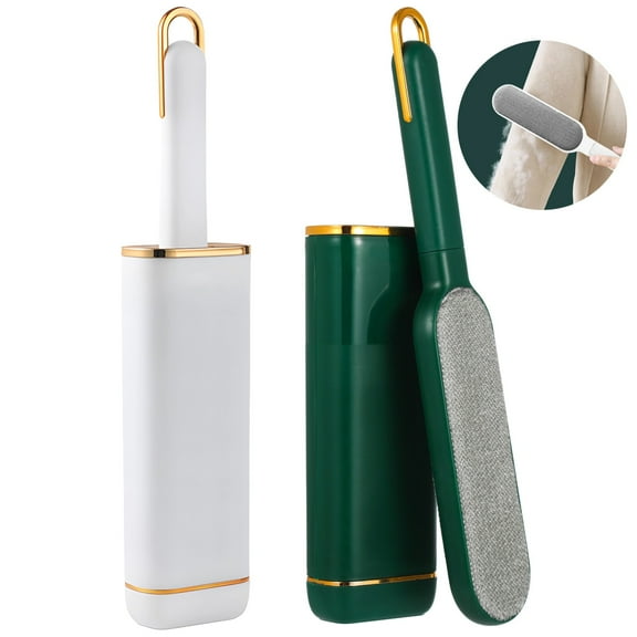 2 Pcs Lint Brushes for Clothes, Double-Sided Pet Hair Removers with Self-Cleaning Cases, Portable Reusable Fur Removal Brushes for Clothes, Couches, Car Seats, Furniture