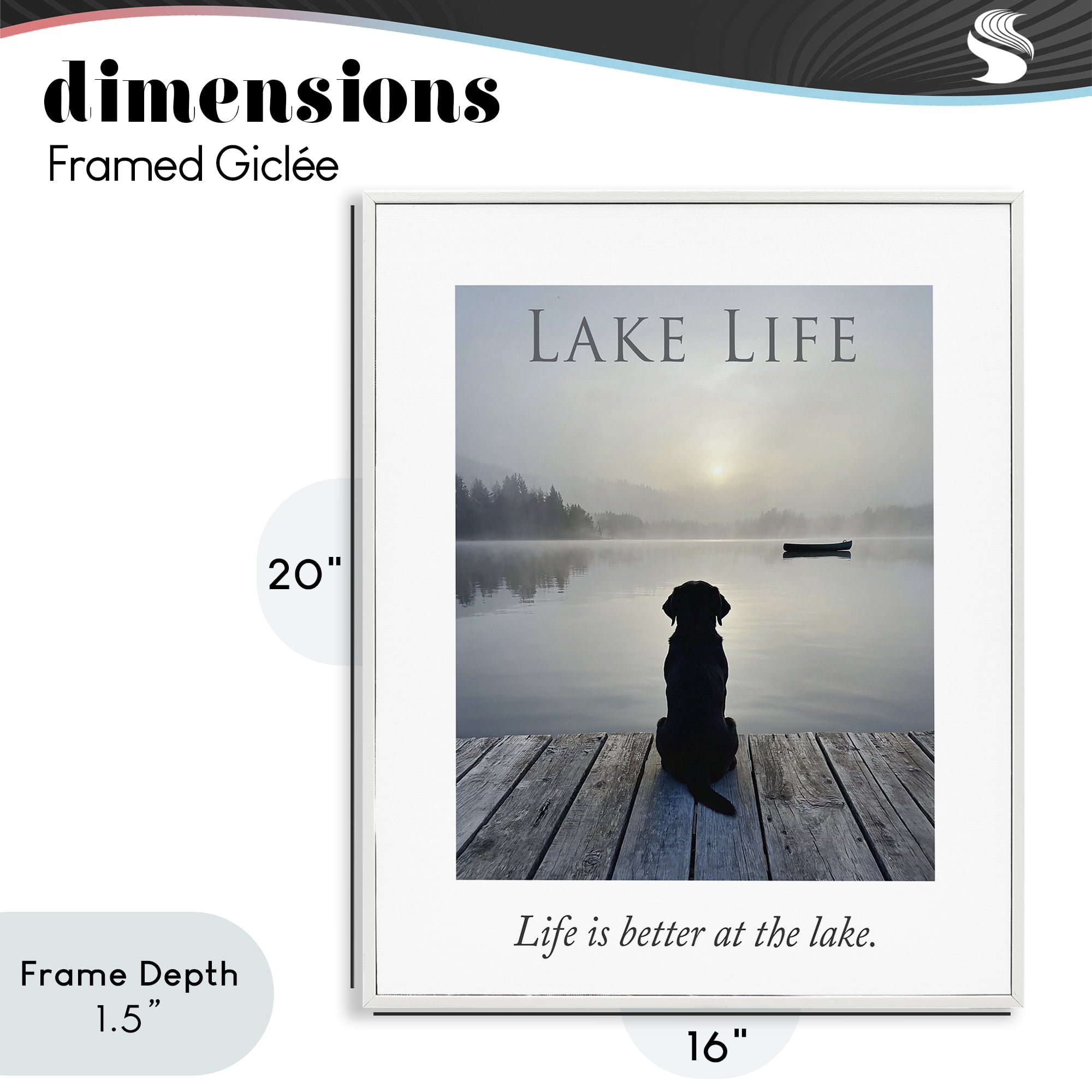Stupell Industries Lake Life with Dog White Framed Giclee Art, design by A Barefoot Stylist