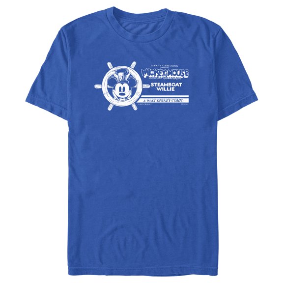 Men's Mickey & Friends Mickey Mouse Steamboat Willie Retro  Graphic Tee Royal Blue X Large
