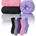 thumbnail image 5 of 5 Pairs Soft and Comfortable Warm Socks, Women's Fluffy and Comfortable Sleep Socks, Solid Color Women's Round Neck Socks, Winter Christmas Socks, Suitable for Daily Wear in Winter, 5 of 8