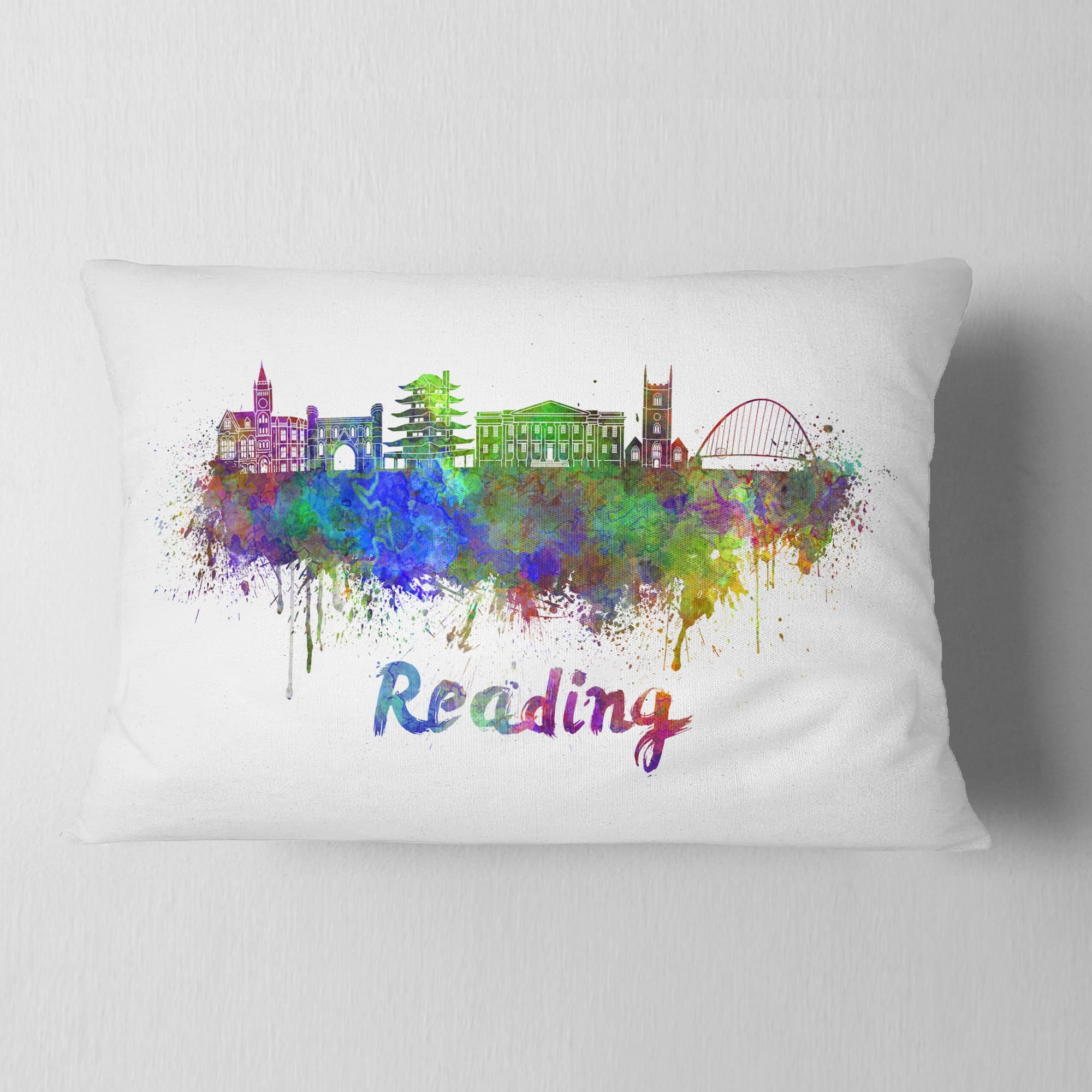 Designart Reading Skyline - Cityscape Throw Pillow - 12x20