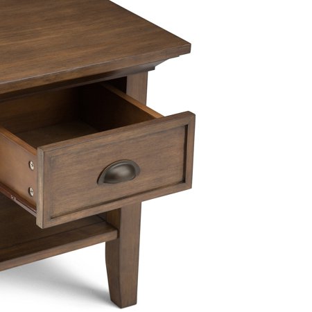 Simpli Home - Redmond Square Rustic Wood 1-Drawer End Table - Distressed Gray