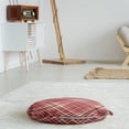 thumbnail image 3 of Plaid Round Floor Cushion with Handle, Tartan Checkered Pattern of Symmetric Parallel Stripes Geometric Retro Scottish, Pillow for Living Room & Dorms, 18" Round, Ruby Peach Cream, by Ambesonne, 3 of 4