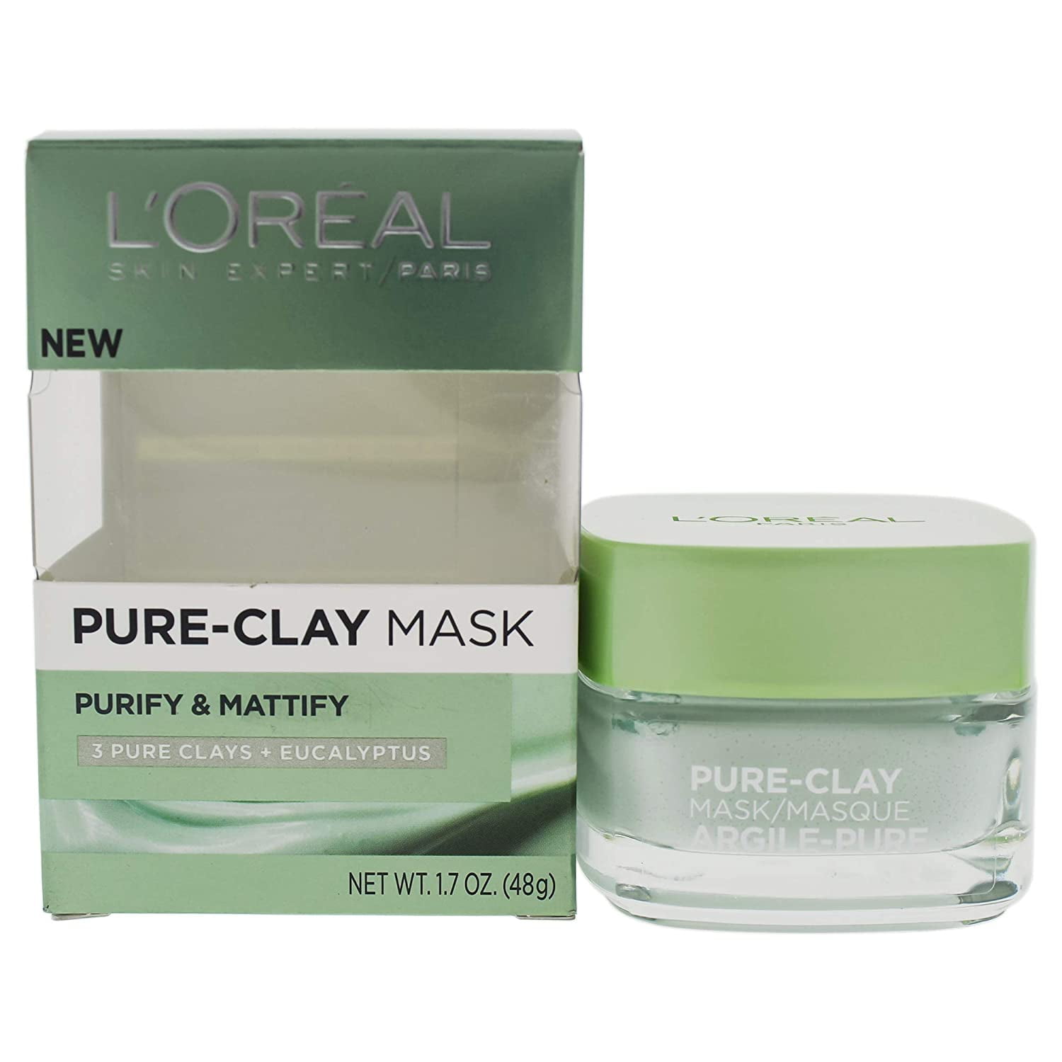 Maan oppervlakte kosten Opeenvolgend Loréal Paris Skincare Pure-Clay Face Mask With Eucalyptus For Oily And  Shiny Skin To Purify And Matify, 1.7 Ounce (Pack Of 1) - Walmart.com