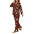 thumbnail image 3 of FOR U DESIGNS Christmas Snowman Pajama Sets for Women 2 Piece Pants Button Up Santa Claus Sleepwear Long Sleeve V-neck Tops for Womens Size XS Nightwear Button Front, 3 of 7