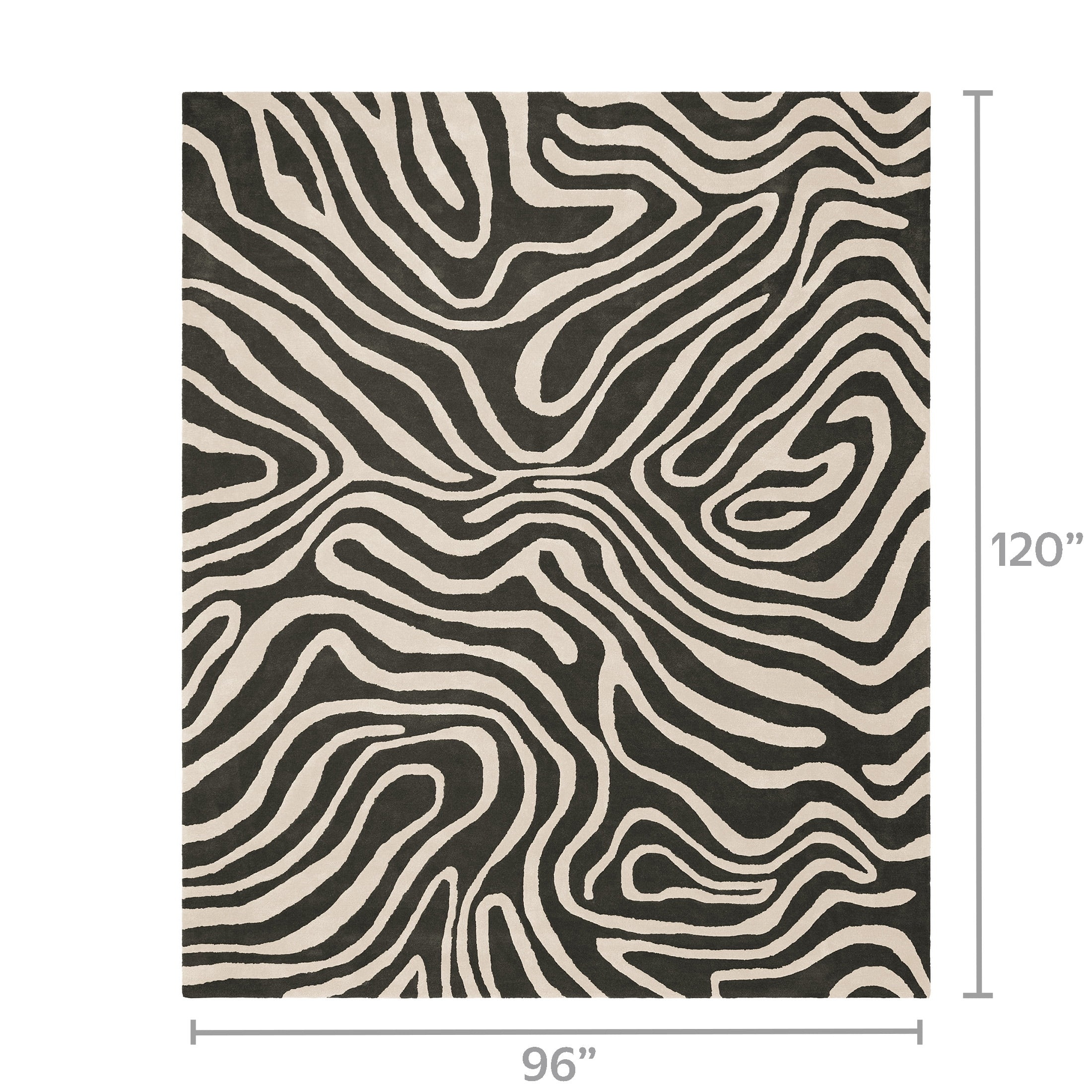 Temi Coker for Walmart Hand Tufted Area Rug, 8' x 10', Black and White