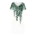 thumbnail image 5 of GaThRRgYP Beach Wedding Guest Short Sleeve Crew Neck Dress-Elegant,Women's Fashion Summer Print Short-sleeved V-neck Casual Dress Green S, 5 of 8