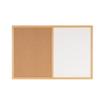 Maya Combo Board, Melamine Dry-Erase and Cork, 24" X 36", Oak Frame
