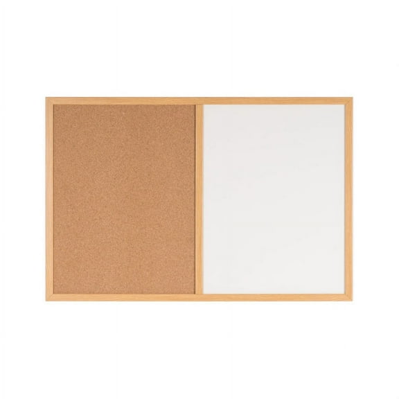 Maya Combo Board, Melamine Dry-Erase and Cork, 24" X 36", Oak Frame