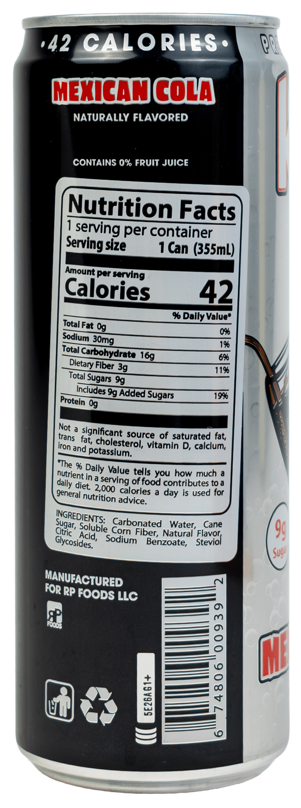 Kuii Prebiotic Soda, 12 fl oz, Single Aluminum Can, Mexican Cola