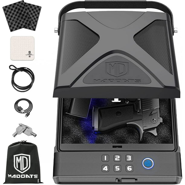 Car Gun Safe Portable Gun Safes for Pistols, Biometric Handgun Safe