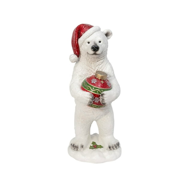 Gerson 29.5Inch Tall Holiday Polar Bear Holding Ornament