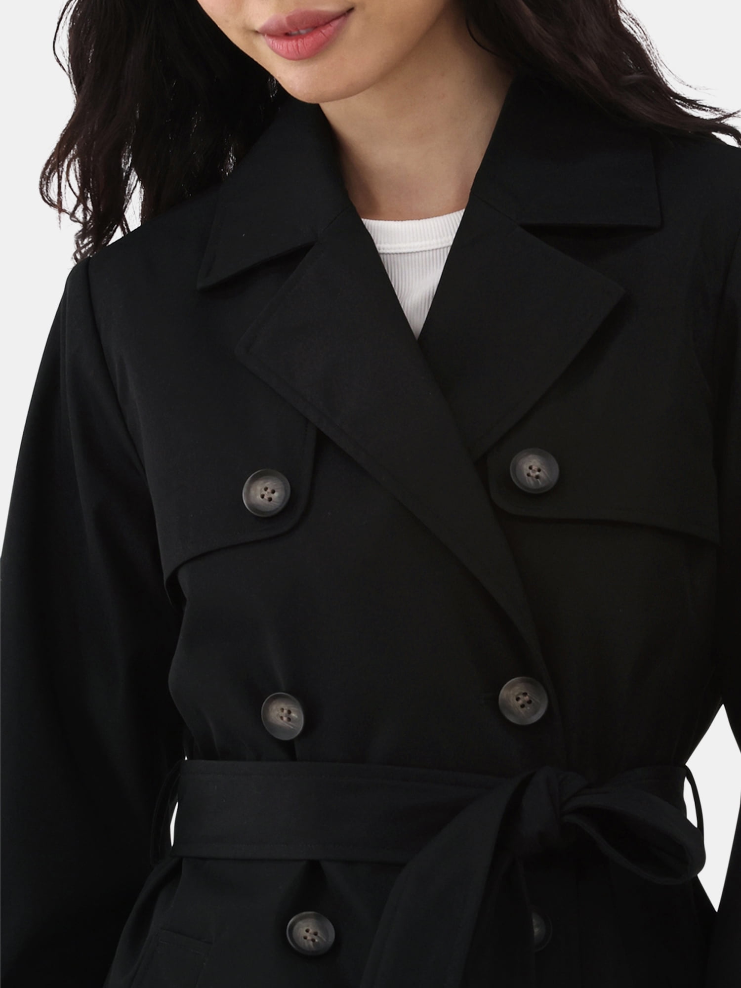 Time and Tru Double Breasted Trench Coat, Women's and Women’s Plus