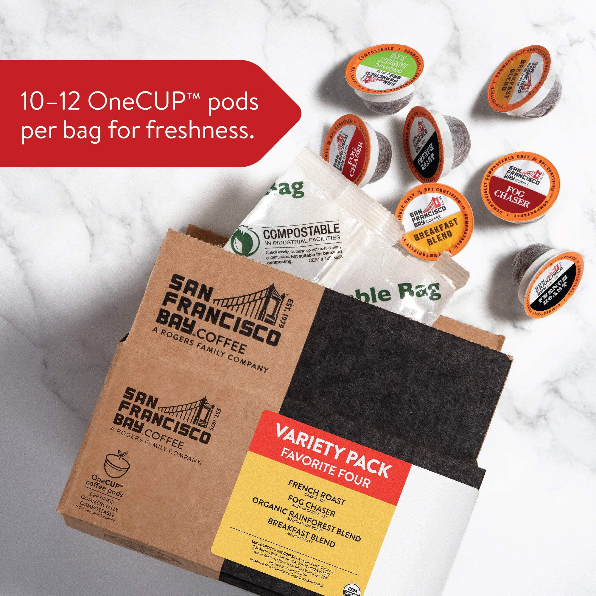 San Francisco Bay Compostable Coffee Pods - Original Variety Pack (120 Ct) K Cup Compatible including Keurig 2.0, French, Breakfast, Fog, Organic Rainforest