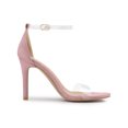 thumbnail image 3 of BLISSFUL STEP Women's Clear Ankle Strap Stiletto Heel Sandals Dust Pink 7, 3 of 7