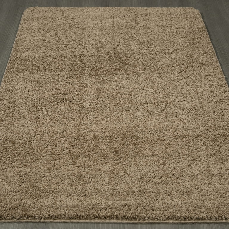 Ottomanson Luxury Solid Design Rubberback Bathroom Area Rug, 3'3 X 5, Beige