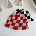 thumbnail image 6 of CoCopeaunts Beach Bucket Hat for Women Checkerboard Lattice Fisherman Hat Autumn Winter Wild Wear Hand-Woven Hollow Knitted Hat, 6 of 8