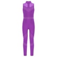 thumbnail image 2 of iiniim Kids Girls Shiny Full Body Unitard Rhinestone One Piece Leotard Sleeveless Gymnastics Dancewear Purple 12, 2 of 7