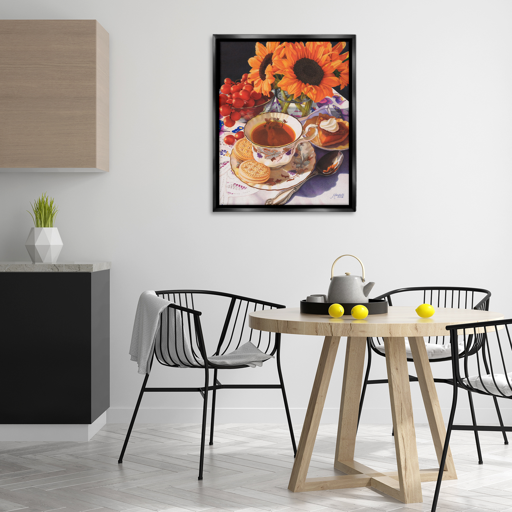 Stupell Industries Autumnal Tea Party Food & Beverage Painting Black Floater Framed Art Print Wall Art, 25 x 31