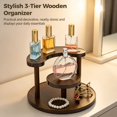 thumbnail image 2 of 3-Tier Wooden Desktop Organizer, Vertical Space-Saving Makeup Perfume Coffee Mug Display Shelf, Bathroom Vinity Kitchen Storage Rack, Easy Assembly Wood Stand, 7.9 x 7.9 x 4.9 in, 2 of 5