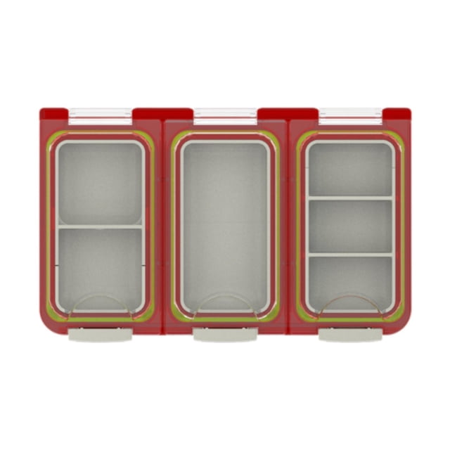 Caja transparente para anzuelos y cebos con divisores desmontables. Caja para señuelos de pesca. Rojo