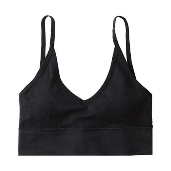 Bralette de nailon Yuyangstore para mujer y niña tirantes finos acolchado camiseta sin mangas negro