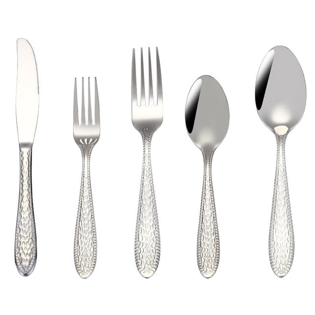 Jinsinto Stainless Steel Flatware - Silverware - 5 Piece Cutlery Set - 18/10 Flatware Set - Silverwear Set - Dinnerware Stainless Steel Flatware Set - Spoons and Forks Set Stainless Steel