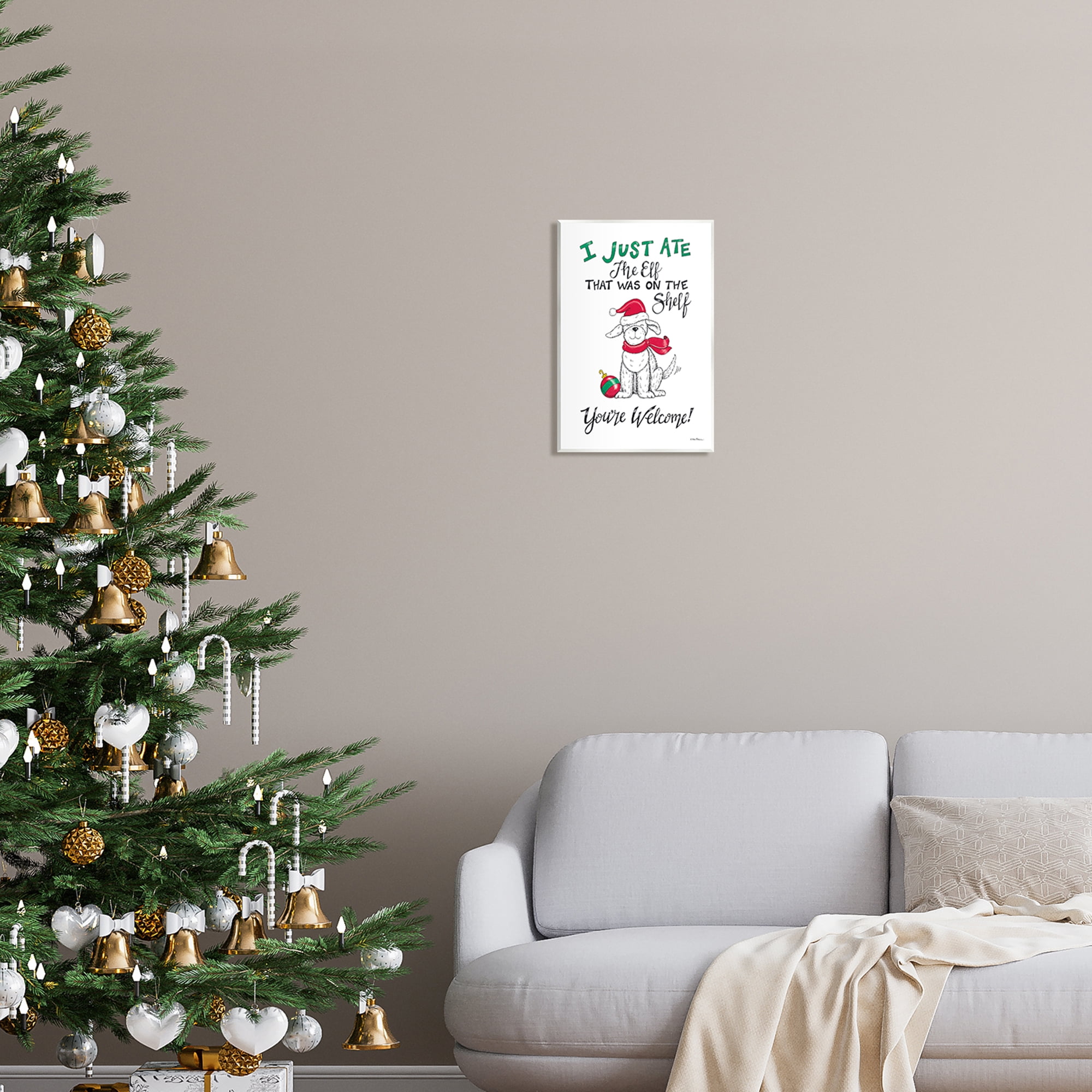 Stupell Industries Funny Christmas Dog Phrase Holiday Painting Unframed Art Print Wall Art, 10 x 15