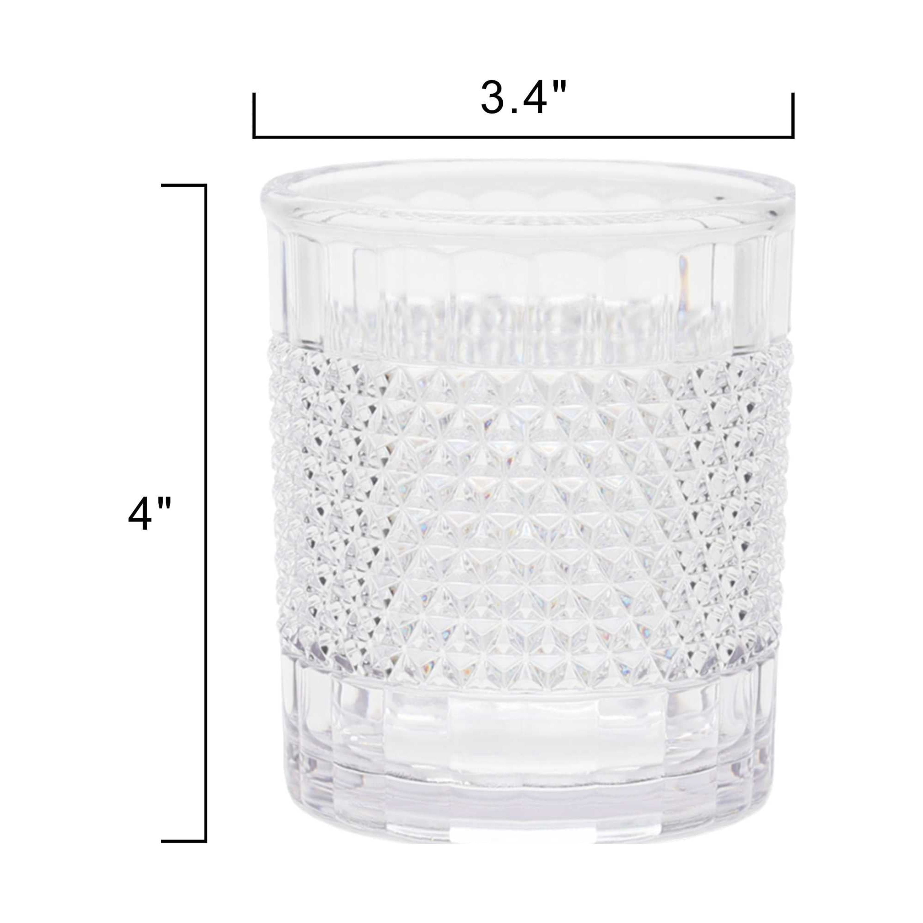 (6 pack) Mainstays 14-Ounce Short Acrylic Diamond Texture Tumbler, Clear