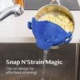 thumbnail image 2 of Snap N' Strain - Silicone Pasta Strainer Clip-On for Pots and Pans - Heat Resistant Colander for Vegetables and Noodles - Kitchen Gadgets for Cooking - Space-Saving Design - Gray, 2 of 12