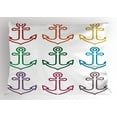 thumbnail image 1 of Anchor Pillow Sham Colorful Set of Outline Anchors Sailing Cruise Travel Boat Ship Vessel Graphic Naval, Decorative Standard King Size Printed Pillowcase, 36 X 20 Inches, Multicolor, by Ambesonne, 1 of 2