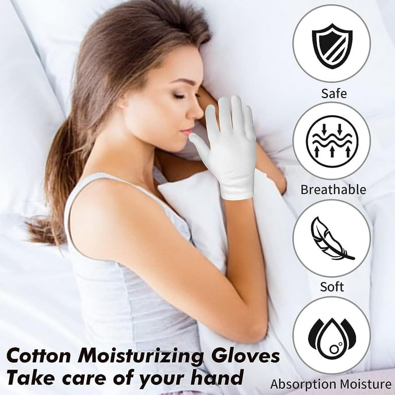 White Cotton Gloves for Women Moisturizer Gloves Men Overnight