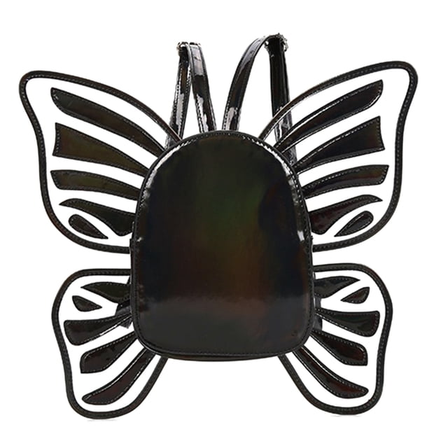 Mochila de piel sintética con diseño de mariposa y ángel, bolso de viaje informal para mujer