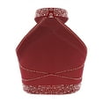 thumbnail image 2 of TSSOE Kids Girls Sparkly Halter Neck Hip Hop Jazz Latin Belly Ballet Dance Crop Tank Top Vest Bra Shirts Dancewear Burgundy 12, 2 of 3