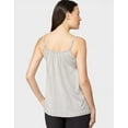 thumbnail image 3 of 32 DEGREES Cool Womens Shirred Flowly Relaxed Lounge Built-in Cups Shelf Bra Tank Cami, Ghost Grey HTR, 1X, 3 of 5
