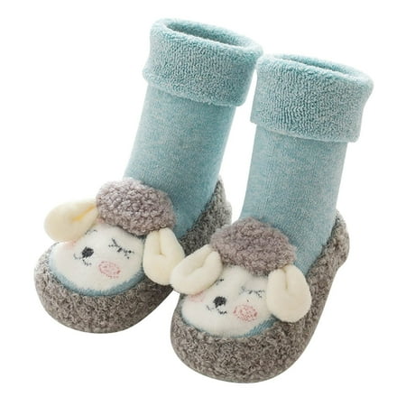 

Newborn Boots for Infant Baby Boy Girl 6-18 Month Toddlers Indoor Slipper with Cute Animals Shape Shoes Antislip Socks Toddler Flats-Long Lengh