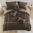 thumbnail image 3 of Queen Size Bed In A Bag, 7 Piece Micro Corduroy Comforter Set Brown Queen, Brown Cotton Bedding Set,Polyester Bed Sheet Set, Household Supplies & Décor Bedding Bedding Sets, 3 of 16