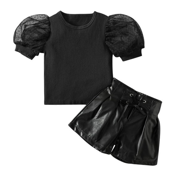 Mercatoo Size 2t Girls Clothes Toddler Kids Baby Girls Tulle Puff Sleeve Ribbed T Shirt Tops PU Tank Top for Girls Girls Tank Top