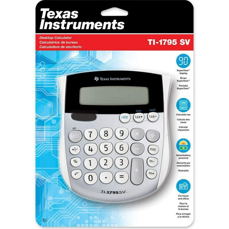 TI-1795SV Minidesk Calculator, 8-Digit LCD