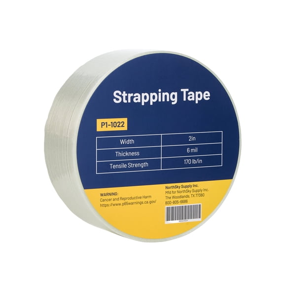 NORTHSKY 2 in Fiberglass Strapping Tape, White, 6 mil, 60 yd Roll