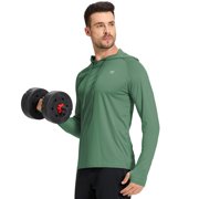 Muvtei Mens UPF 50+ Long Sleeve Sunscreen Hoodie UV Sun Protection Hoodie with Thumbholes for Workout Fishing Hiking Sports Long Sleeve Hoodie Olive Green L