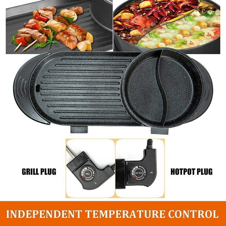 VEVOR 2 in 1 BBQ Grill and Hot Pot with Divider, Aluminum Alloy