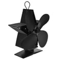 thumbnail image 4 of Ventilador para hogar de 4 aspas con termómetro, estufa de leña para interiores, ventilador accionado por calor para distribución de calor, color negro, 4 of 14