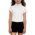 thumbnail image 3 of Kcolen Girl's Cap Sleeve Shirts Soft Turtle Neck T-Shirts Basic Casual Tunic Tops Solid Cute Stretchy Summer Tees, 3 of 5
