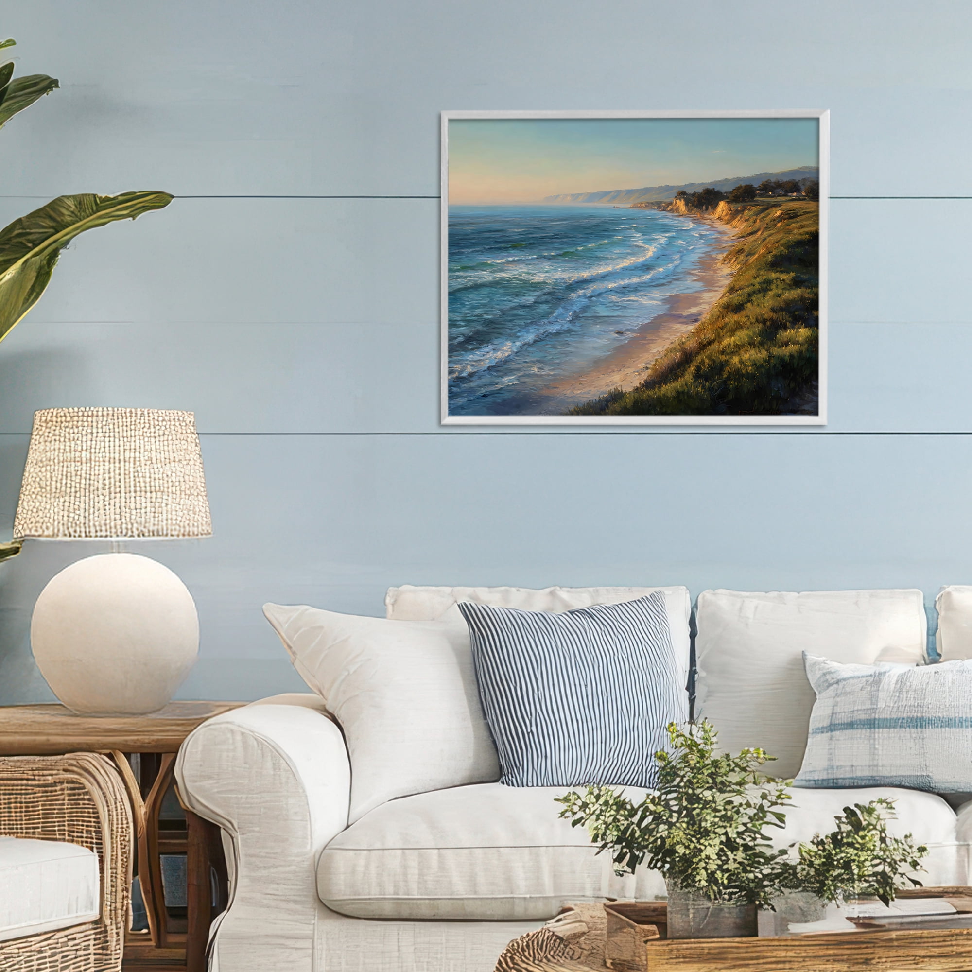 Stupell Industries Rounded Coastline View White Framed Giclee Art, design by Franklyn Gregory
