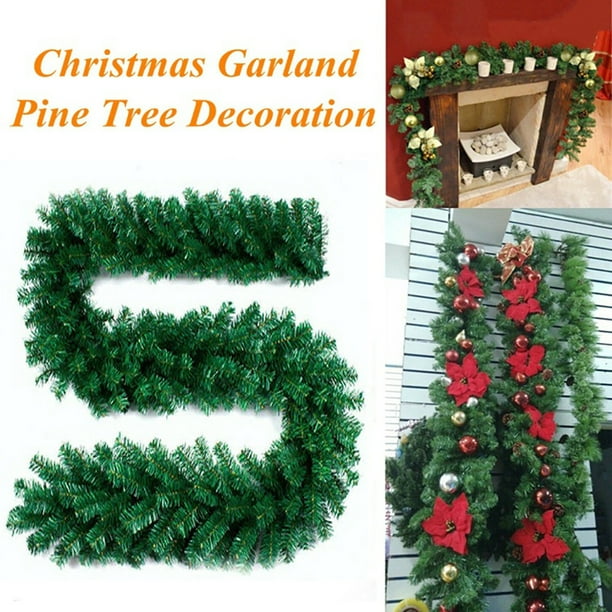 Guirnalda navideña de ratán de 2,7 m, 160 ramas de PVC, ideal para decorar paredes del hogar, hoteles, oficinas, fiestas al aire libre y decoración navideña.