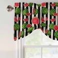 thumbnail image 4 of Tie Up Valance for Windows Watermelon Curtains Valances Rod Pocket Valance Window Treatments Summer Fruit Black Stripes Balloon Curtains for Kitchen Living Room Bedroom Bathroom Decor 54x18 Inch, 4 of 9